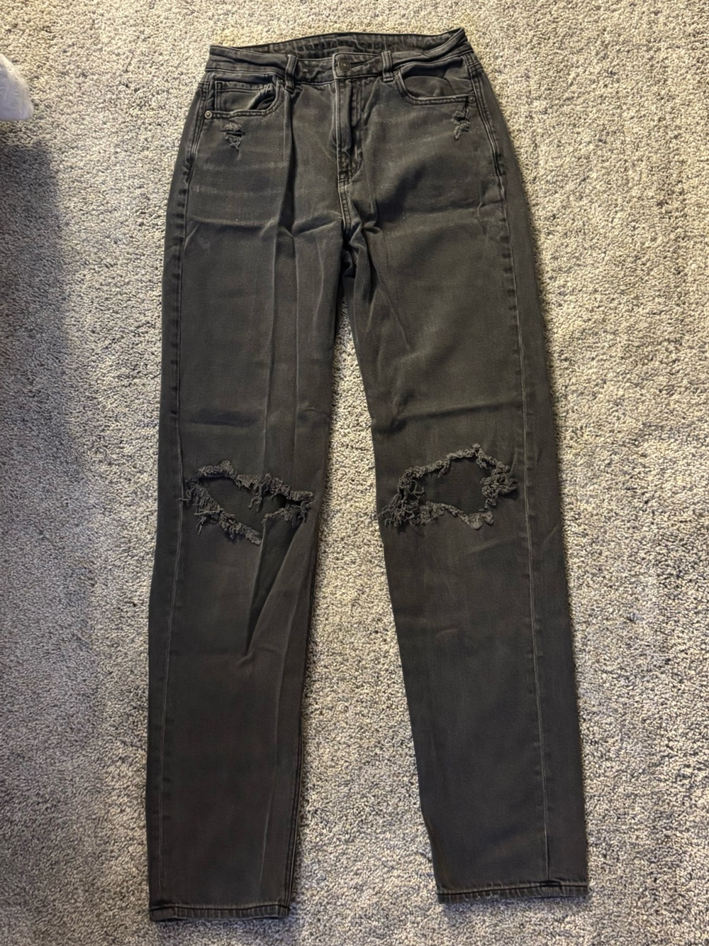 AE ripped mom straight jeans